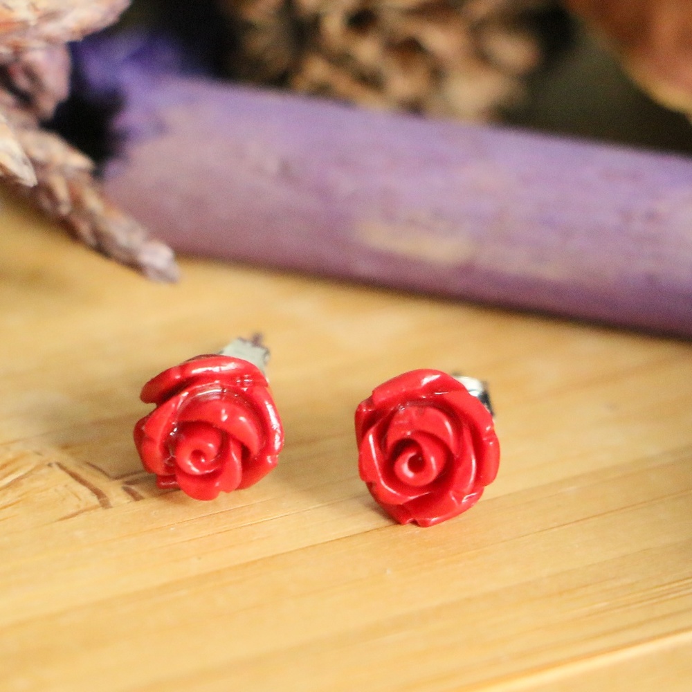 925 Sterling silver flower earrings 8 mm - Picture 5 of 8